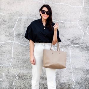 Comune black poplin cotton flare sleeve blouse